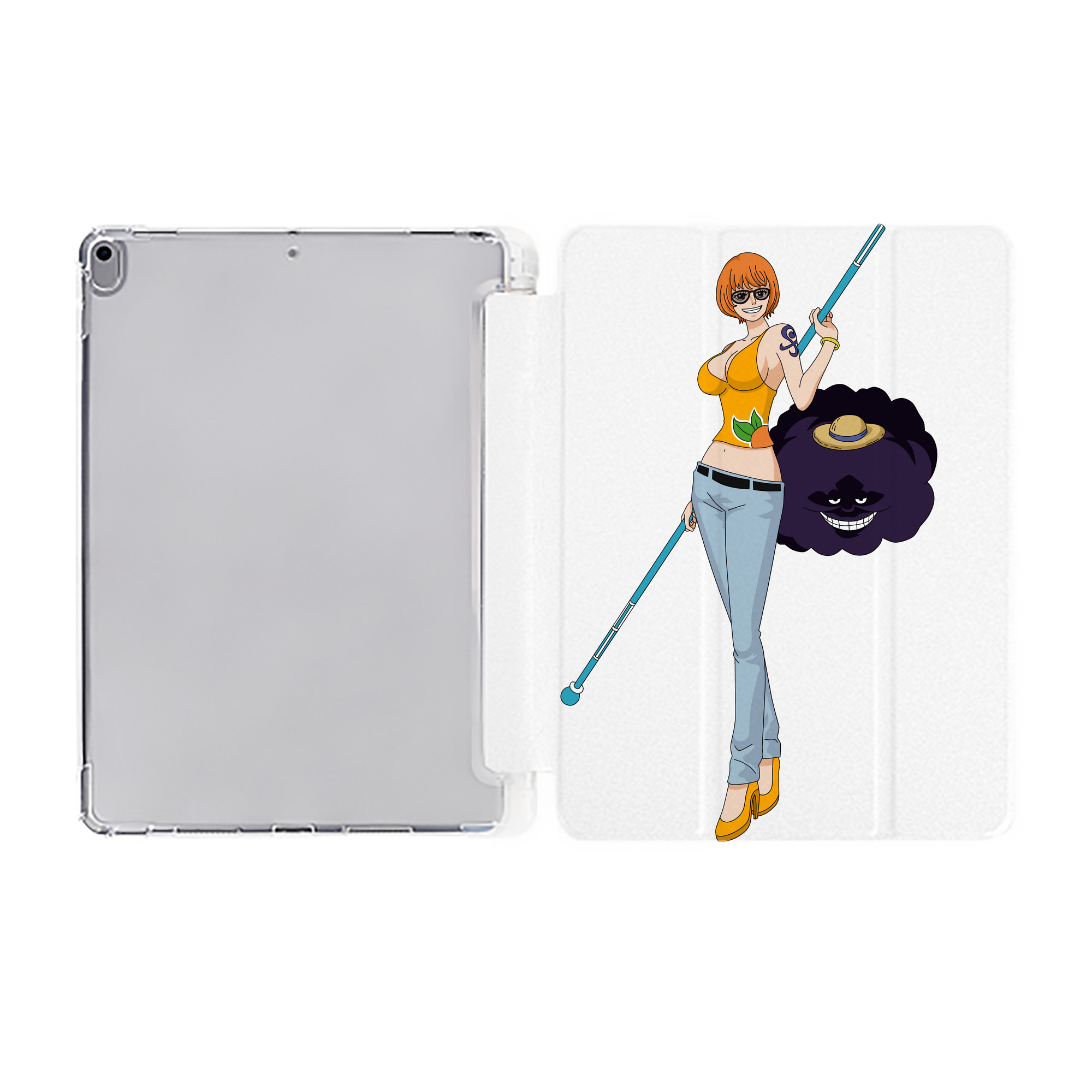 （画像用） ワンピース ナミ ONE PIECE Nami IPad ケース ペン収納付き 三つ折りスタンド PUレザー×シリコン 対応機種9.5/10.5/10.9インチ